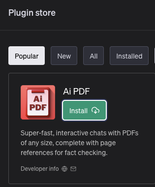 Shows the Popular Plugin tab with Ai PDF on the UX